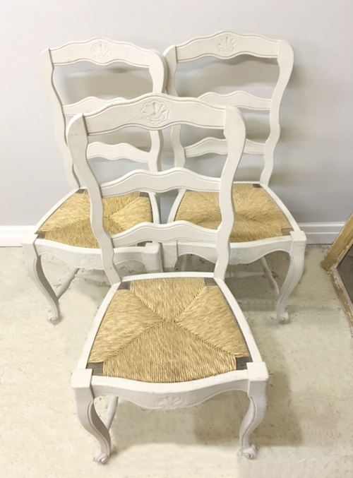 set of 3 painted French chairs